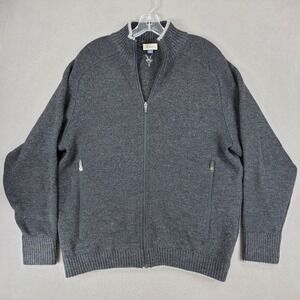 FIaws** Ibex Sweater Mens Large Grey Mock Full Zip Knit Cardigan Superwash Wool